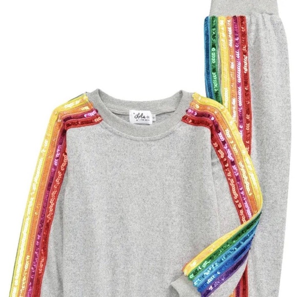 LOLA + THE BOYS SEQUIN RAINBOW TRACKSUIT SET - Picture 8 of 8
